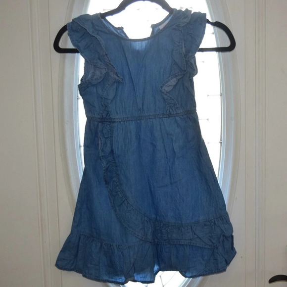 WONDER NATION Chambray Girls Ruffle Dress Size S 6/6X - Picture 1 of 4